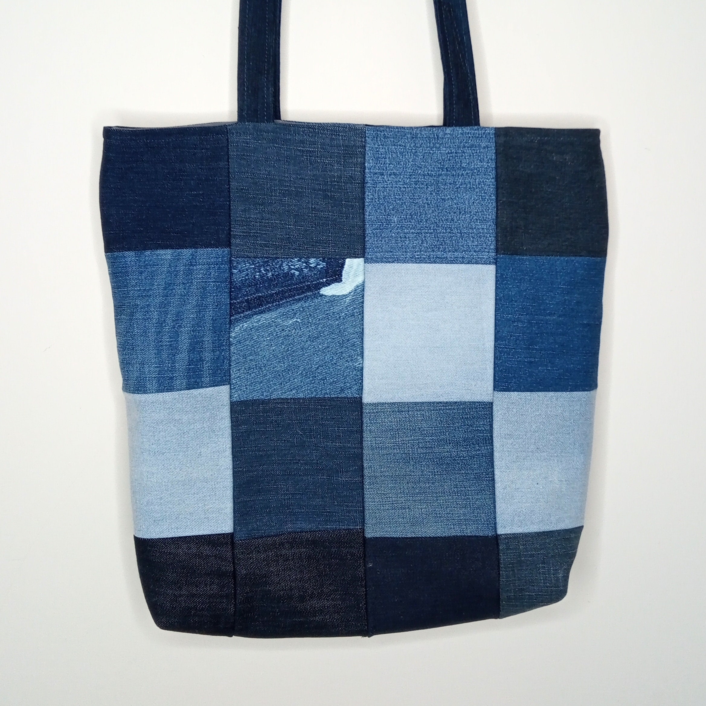 Handmade Patchwork Denim Tote Bag Recycled Jean Bag | Etsy
