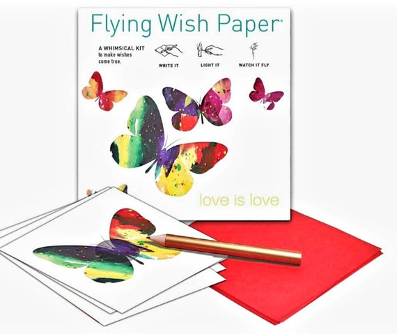 Flying Wish Paper LOVE IS LOVE Write It, Light It & Watch It Fly Mini Kit  With 15 Wishes 