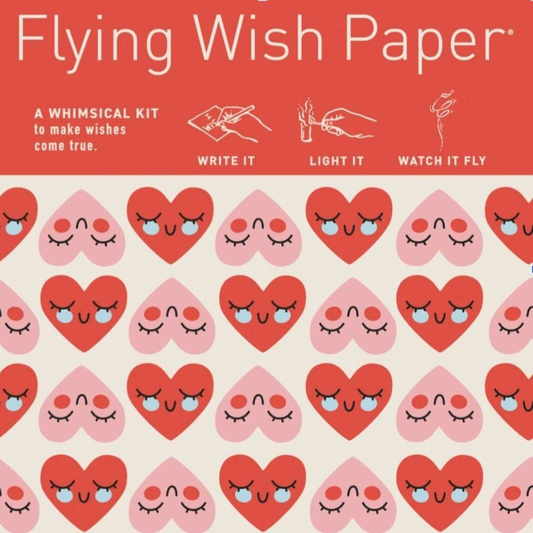 Flying Wish Paper SWEET HEARTS DESIGN Write It, Light It & Watch It Fly  Mini Kit With 15 Wishes 