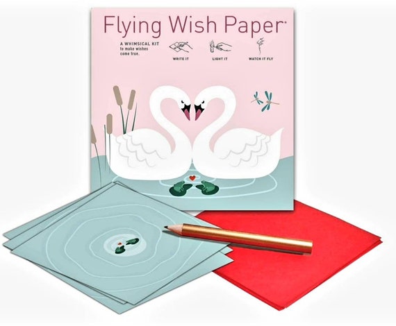 Flying Wish Paper SWAN LAKE LOVE Write It, Light It & Watch It Fly Mini Kit  With 15 Wishes 