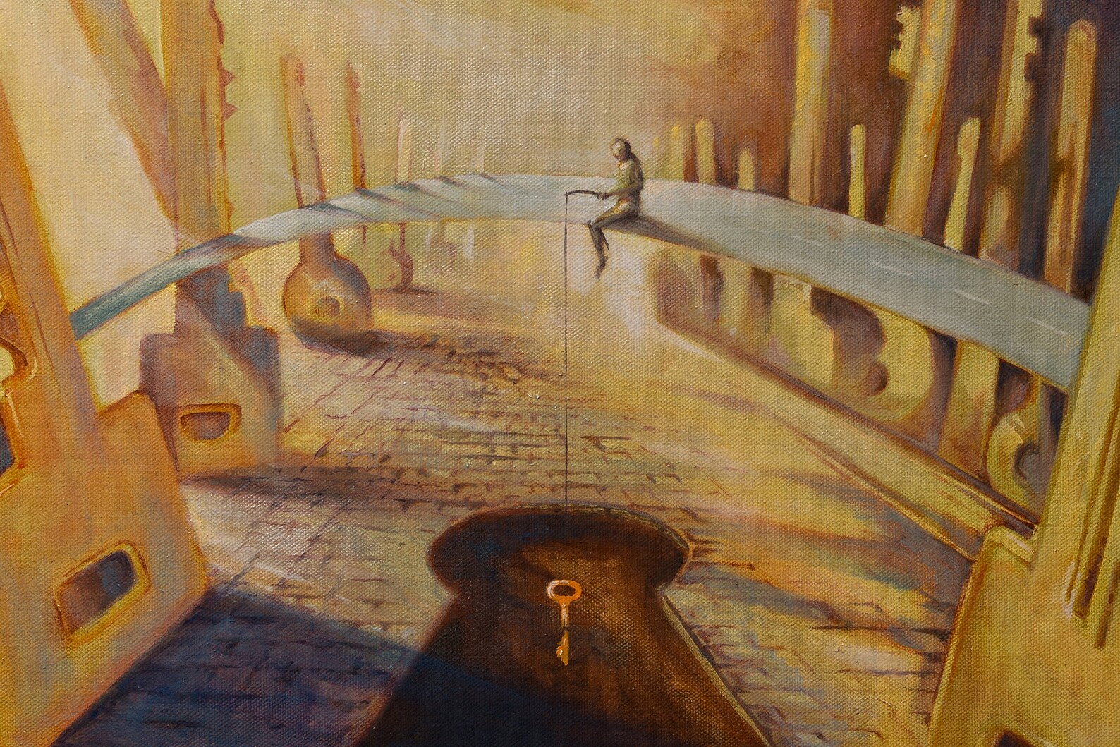 Surreal Painting City of Keys Dreamy Art Pop Surrealism Etsy