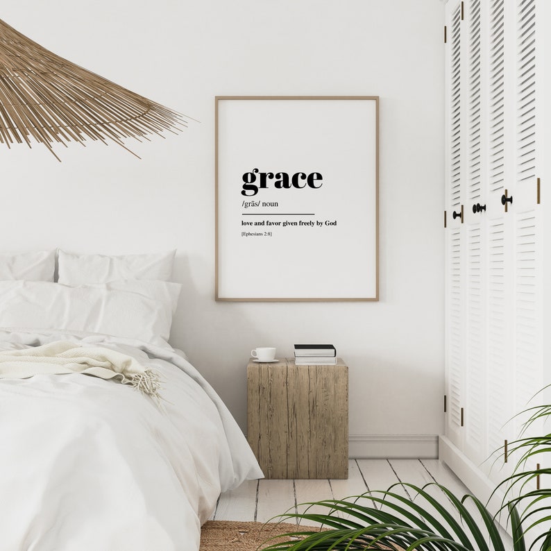 Grace Definition Print Christian Art Print Modern Wall Art Etsy
