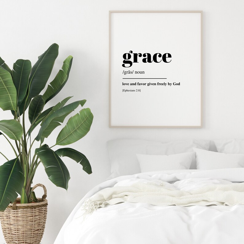 Grace Definition Print Christian Art Print Modern Wall Art Etsy