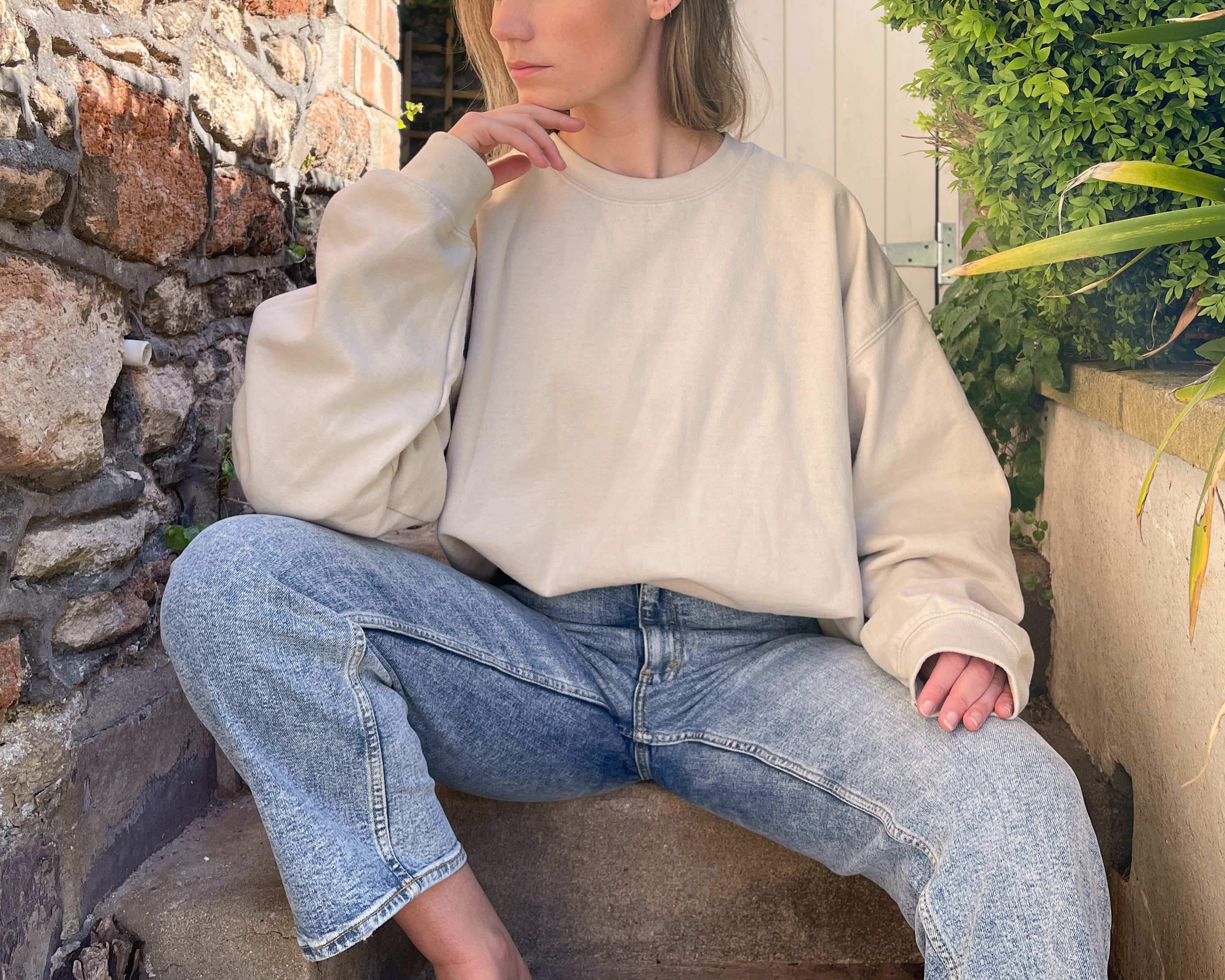 Oversized Sweatshirt Plain Sweatshirt Cozy Gifts Gift for Her