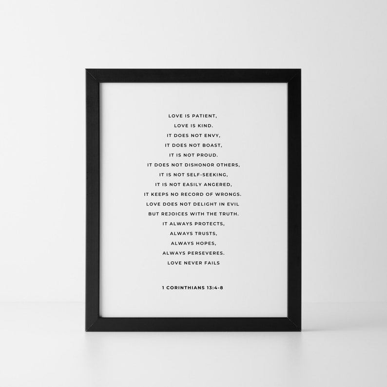 FRAMED Wall Art Love is Patient Poster Large Wall Art Etsy