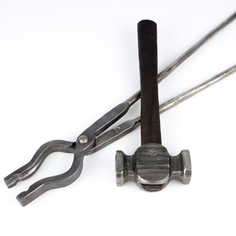 Blacksmith Tool Set: Round Hammer & Universal Forge Tongs, Personalized ...