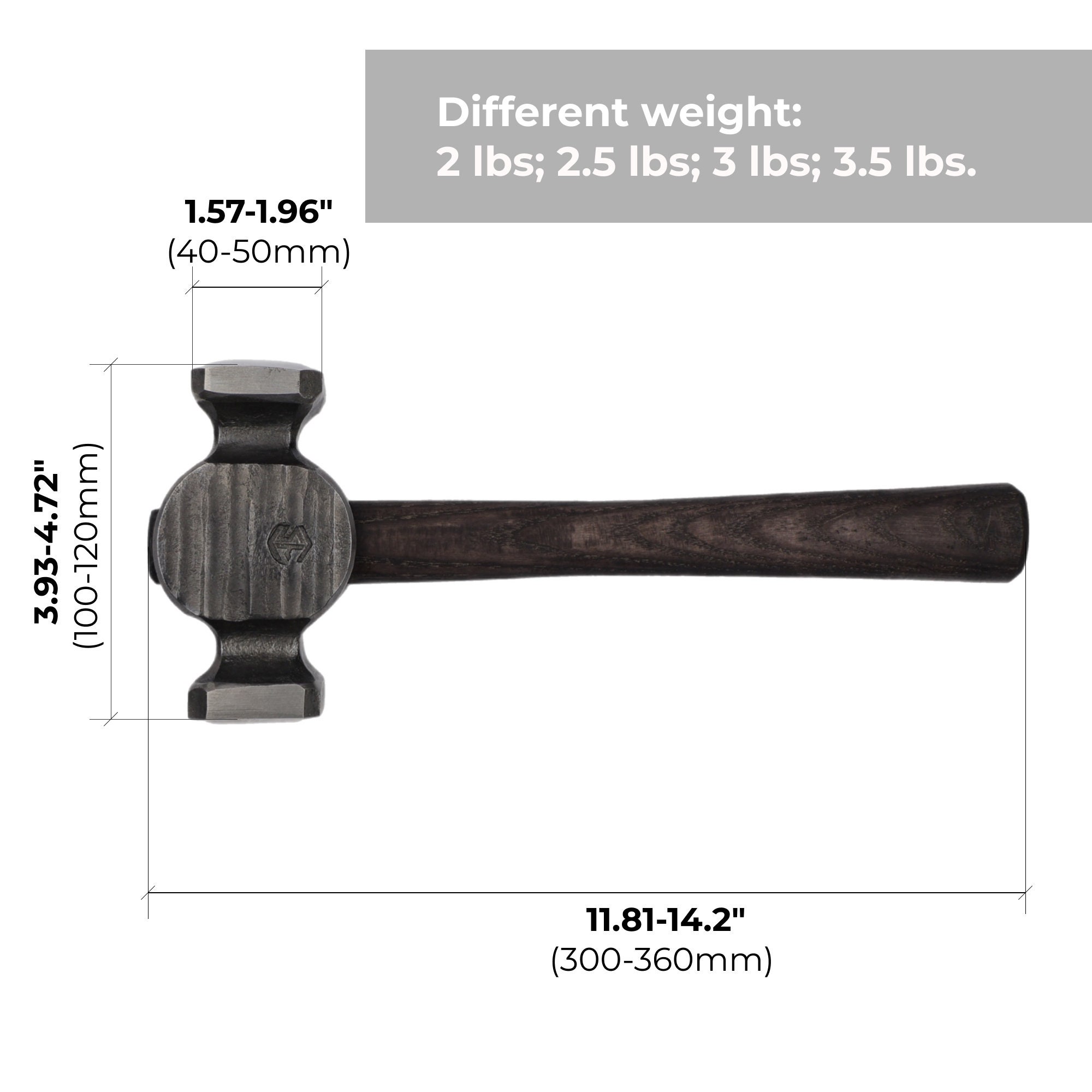 Blacksmith Hammer – Hand-forged Rounding Hammer | AISI 1045 Steel Head ...