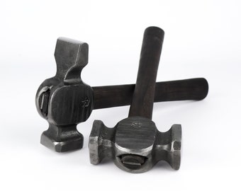 Blacksmith's hammer set Round hammer and Cross peen hammer, Blacksmith gift