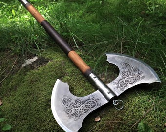 Large Double-Blade Axe – A Real Viking Axe - Custom Engraving Available