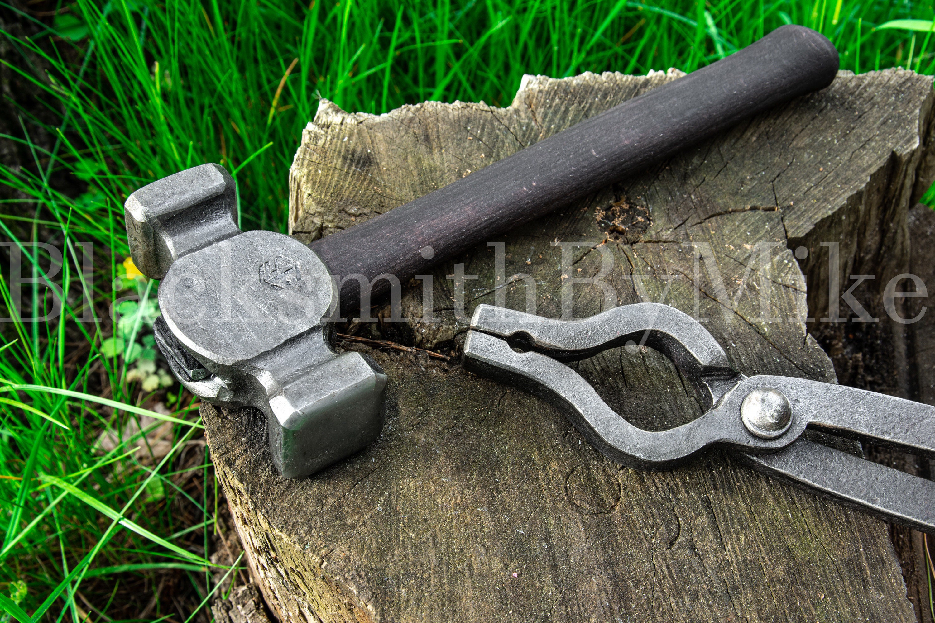 Blacksmith Round Hammer & Blacksmith Forge Tongs Universal SET Blacksmith  Tools Hammers With Personalization 