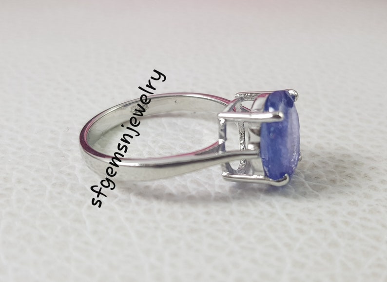 Fine Tanzanite Ring, Oval Cut Blue Gemstone, Genuine Sterling Silver Ring, December Birthstone, Engagement Ring, Promise ring image 3