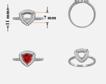 925 Silver Semi Mount Ring-7X7MM Trillion Semi Mount Ring-Ring Setting Without Stone-Blank Ring-Engagement Ring-Prong Setting Ring
