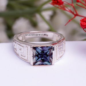 Men&#39;s Alexandrite Ring, 24k Rose Gold Vermeil, Engagement Ring, Promise Ring, June Birthstone ring, Anniversary Gift for Her, promise ring