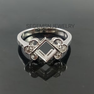 925 Silver Semi Mount Ring-5MM Square Semi Mount Ring-Silver Mount Ring-Wedding Ring-Engagement Ring-Blank Ring-Prong Setting Ring