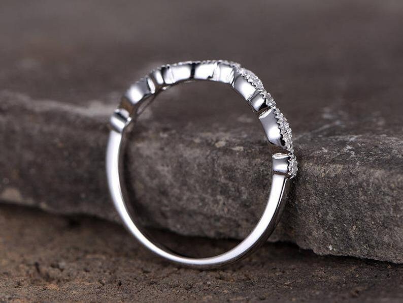 Curved Ring Band Matching Stackable Band 925 Sterling - Etsy