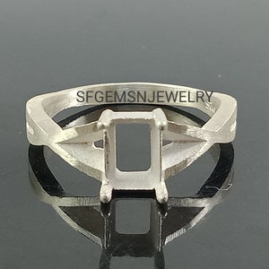 7X5MM Octagon Semi Mount Ring-925 Silver Semi Mount Ring-Ring Setting Without Main Stone-Blank Ring-Engagement Ring-Prong Setting Ring