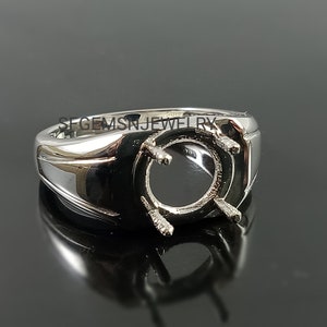 9X9MM Round Semi Mount Ring-Silver Mount Ring-Four Prong Ring-Men Ring-Blank Ring-Prong Setting Ring
