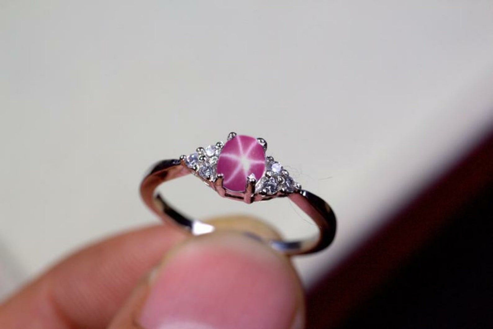 Dainty Pink Star Ring Lindy Star Ring 925 Sterling Silver Ruby Etsy
