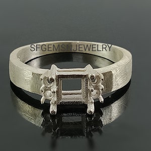 925 Silver Semi Mount Ring-5X5MM Square Semi Mount Ring-Silver Mount Ring-Wedding Ring-Engagement Ring-Blank Ring-Prong Setting Ring