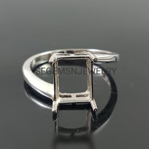 925 Silver Semi Mount Ring-8X10MM Rectangle Semi Mount Ring-Silver Mount Ring-Wedding Ring-Engagement Ring-Blank Ring-Prong Setting Ring