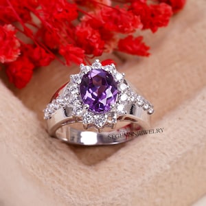 Ovale alexandriet belofte ring sterlingzilver juni geboortesteen kleur veranderende halo trouwring