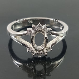 925 Silver Semi Mount Ring Mount Jewelry Engagement Ring Stone Setting Size 7X5MM Oval Prong Setting Ring