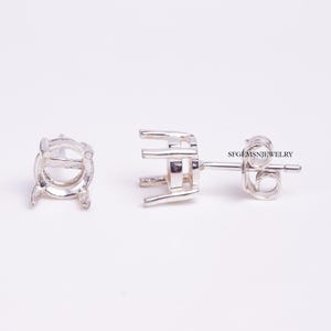 2MM-8MM Round Semi Mount Stud Earrings-Without Stone Earrings-925 Silver Earrings-Prong Setting Stud Earrings