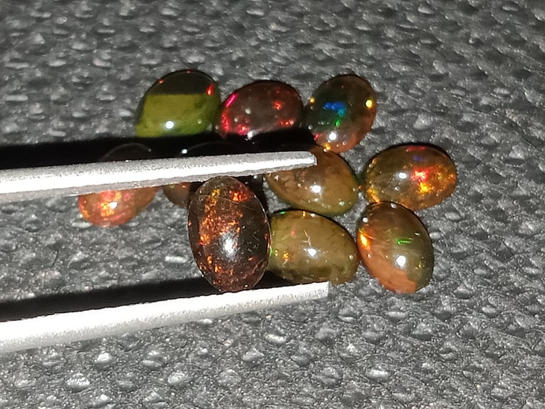 Natural Ethiopian Black Opal Fire Opal 4.80 Cts 6x4 mm Opal Lot of 10 Pcs Loose Opal Multi Fire Black Opal Loose Gemstone For Jewelry Making