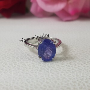 Fine Tanzanite Ring, Oval Cut Blue Gemstone, Genuine Sterling Silver Ring, December Birthstone, Engagement Ring, Promise ring image 2