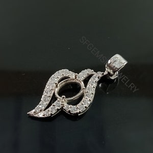 Prong Setting for Stone Size 7X5MM Oval Pendant- Semi Mount Pendant- 7X5MM Oval Mount Pendant- 925 Sterling Silver Pendant