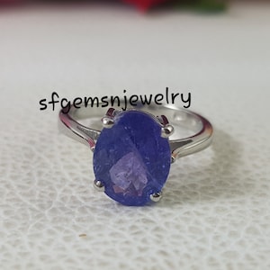 Fine Tanzanite Ring, Oval Cut Blue Gemstone, Genuine Sterling Silver Ring, December Birthstone, Engagement Ring, Promise ring image 1