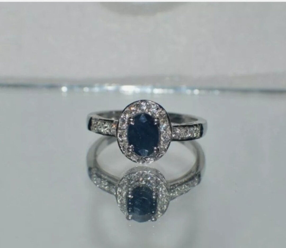 Natural Sapphire Engagement Ring, Solitaire Blue Sapphire Ring, Oval ...