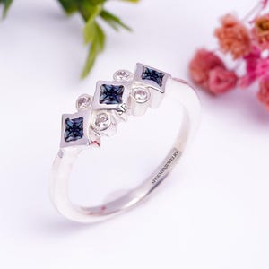 Handmade Eternity Band, 4MM Alexandrite Wedding Ring, 925 Sterling Silver Ring, Half Eternity Alexandrite Band, Wedding Band, Stacking band