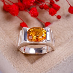 Yellow Topaz Ring-Men Golden Topaz Ring-Yellow Gems Ring-925 Silver Men Ring-Natural Golden Topaz Ring-Men Ring