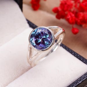 Big Alexandrite Ring, 24k Rose Gold Vermeil, Engagement Ring, Promise Ring, June Birthstone ring, Anniversary Gift for Her, promise ring