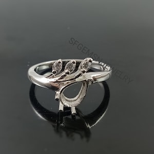 6X8MM Pear Semi Mount Ring-Women Semi Mount Ring-Silver Mount Ring-Silver Semi Mount Ring-Blank Ring-Pear Ring-Prong Setting Ring