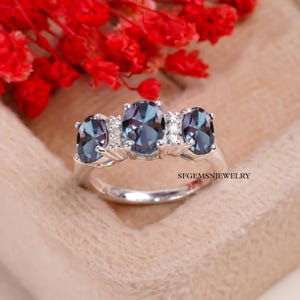 Alexandrite Eternity Band/Alexandrite Wedding Ring Band/925 Sterling Silver Ring/Half Eternity Alexandrite Band/Wedding Band/Stacking Ring