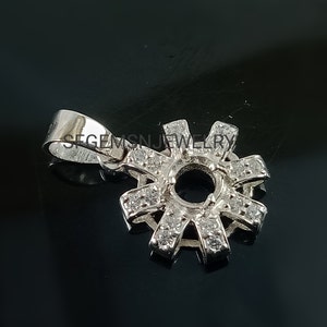 4X4MM Round Mount Pendant- Semi Mount Pendant- 925 Sterling Silver Pendant- Prong Setting for Stone Size 4MM Round Pendant