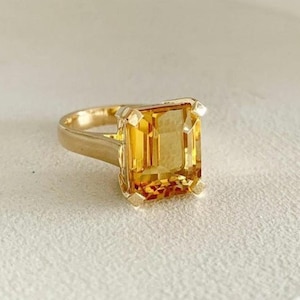 Fine Yellow Topaz Ring-November Birthstone Ring-Yellow Gemstone-Golden Topaz Ring-Gold Plated Ring-Golden TOPAZ Jewelry Ring