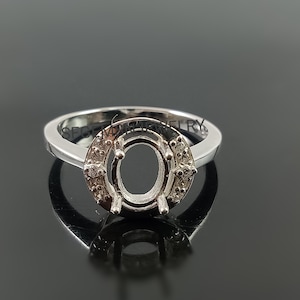 Without Main Stone Ring-6X8MM Oval Semi Mount Ring-Silver Mount Ring-Four Prong Ring-Engagement Ring-Blank Ring-Prong Setting Ring