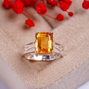 Genuine Yellow Topaz Ring-November Birthstone Ring-Yellow Gemstone-Golden Topaz Ring-Rose Gold Plated Ring-Golden TOPAZ Jewelry Ring