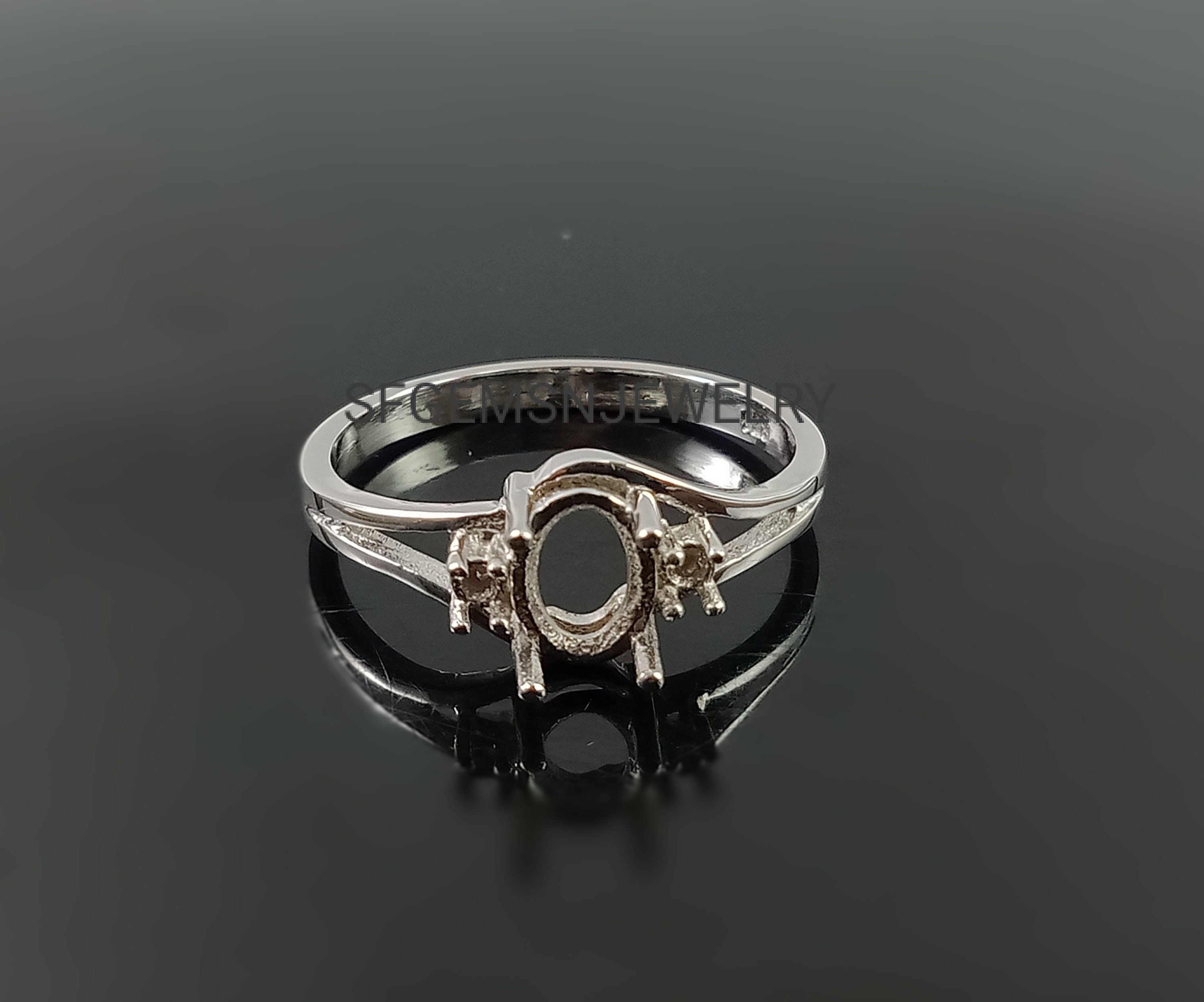 Mounted Ring 925 Sterling Silver Mount Ring-7x5mm Oval Semi Mount - Etsy
