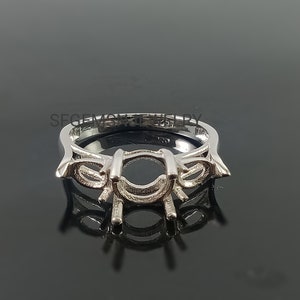 7X7MM Round And 6X4MM Oval Semi Mount Ring, Semi Mount Halo Ring, 925 Sterling Silver Ring, Wedding Ring, Engagement Ring