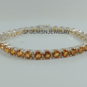 Sterling Silver Citrine Bracelet | Classic Tennis bracelet | Tennis Bracelet | Citrine Bracelet | Wedding Bracelet | Women Citrine Bracelet