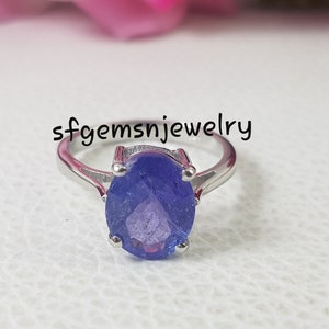 Fine Tanzanite Ring, Oval Cut Blue Gemstone, Genuine Sterling Silver Ring, December Birthstone, Engagement Ring, Promise ring image 4