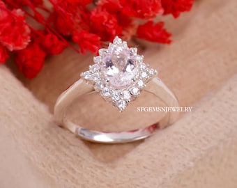 Vintage Oval Cut Pink Morganite Engagement Ring 925 Serling Silver, Moissanite Wedding Ring, Unique Morganite Ring, Anniversary Ring