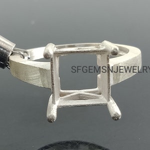 925 Silver Semi Mount Ring-10X10 MM Square Semi Mount Ring-Silver Mount Ring-Ring Setting-Engagement Ring-Blank Ring-Prong Setting Ring