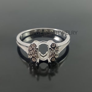 7X5MM Oval Semi Mount Ring-Silver Mount Ring-Four Prong Ring-925 Sterling Silver Mount Ring-Wedding Ring-Without Main Stone Ring