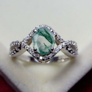 Unique Moss Agate Ring - Moss Agate Engagement Ring - Promise Ring Classy Design Anniversary- Gift For Her