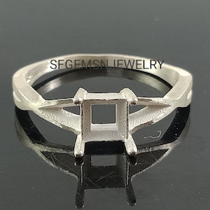 Semi Mount Ring-6X6 MM Square Semi Mount Ring-Silver Mount Ring-Wedding Ring-Engagement Ring-Gifts Ring-Blank Ring-Prong Setting Ring